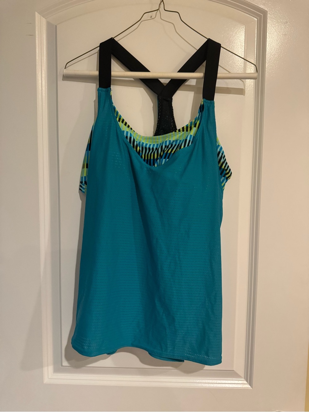 ZeroXposur Turquoise Blue Swim Tankini with Black Straps